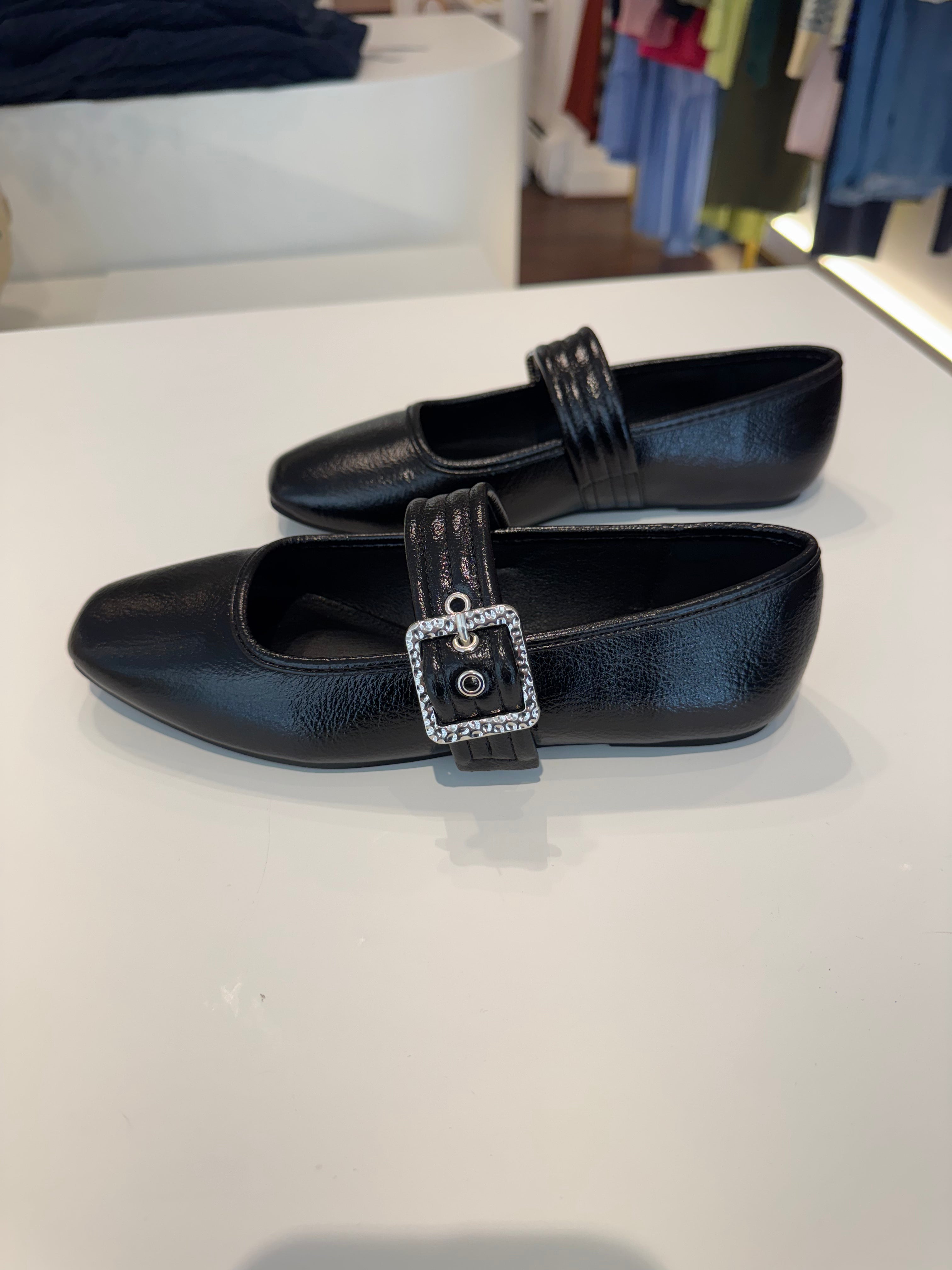 Padded Buckle Mary Jane Flats