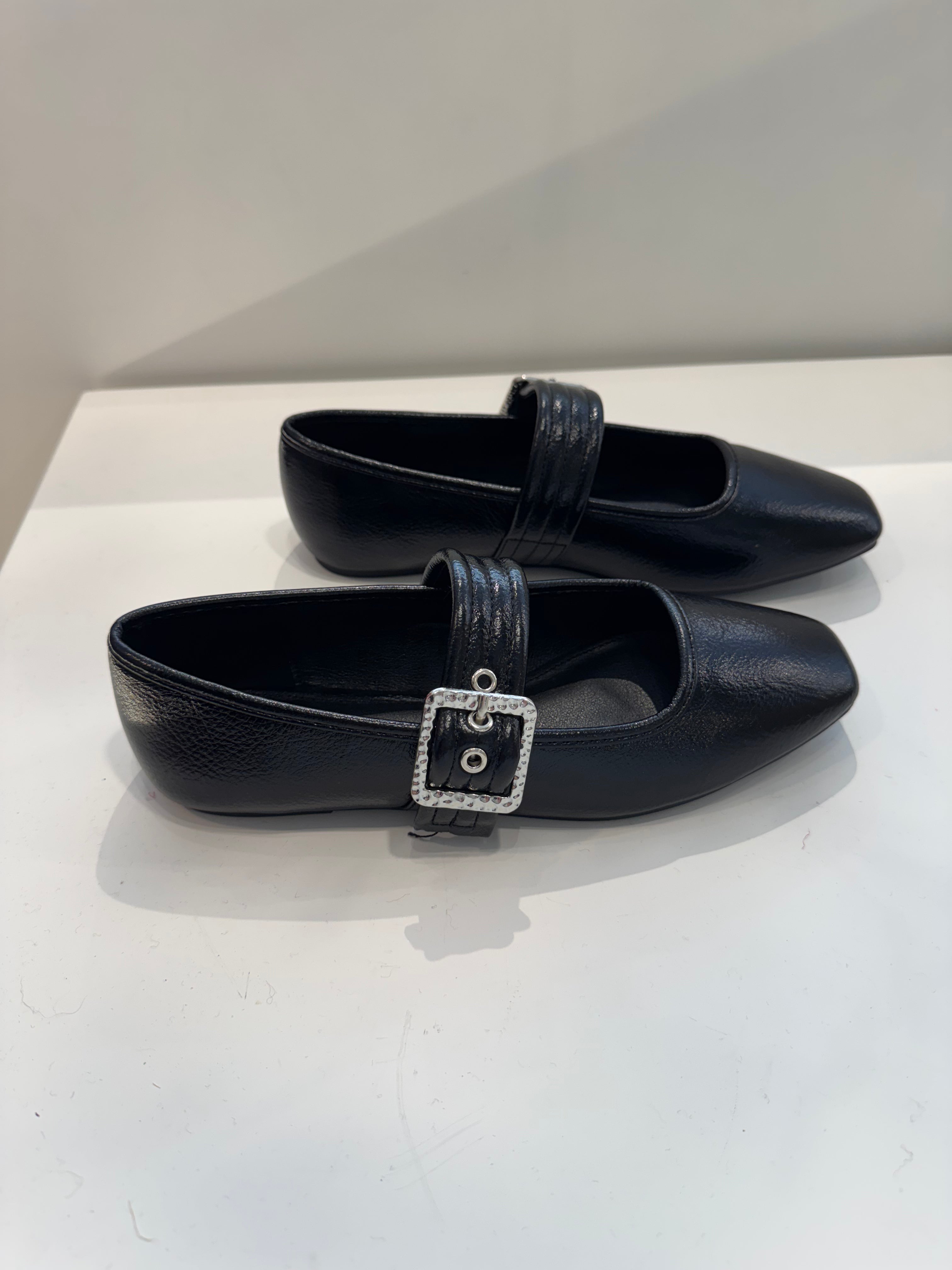 Padded Buckle Mary Jane Flats