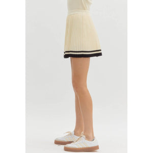 Knit Pleated Tennis Skort cream side | MILK MONEY milkmoney.co | cute clothes for women. womens online clothing. trendy online clothing stores. womens casual clothing online. trendy clothes online. trendy women's clothing online. ladies online clothing stores. trendy women's clothing stores. cute female clothes.
