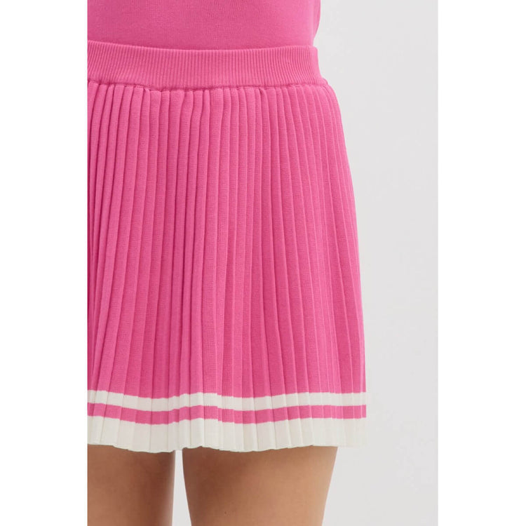 Knit Pleated Tennis Skort pink front | MILK MONEY milkmoney.co | cute clothes for women. womens online clothing. trendy online clothing stores. womens casual clothing online. trendy clothes online. trendy women's clothing online. ladies online clothing stores. trendy women's clothing stores. cute female clothes.
