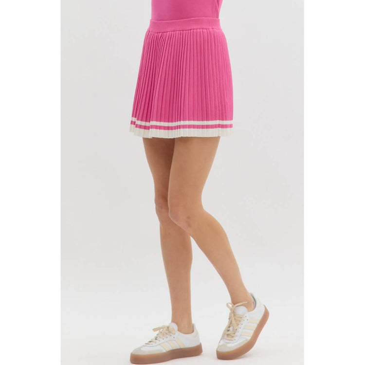 Knit Pleated Tennis Skort pink front | MILK MONEY milkmoney.co | cute clothes for women. womens online clothing. trendy online clothing stores. womens casual clothing online. trendy clothes online. trendy women's clothing online. ladies online clothing stores. trendy women's clothing stores. cute female clothes.
