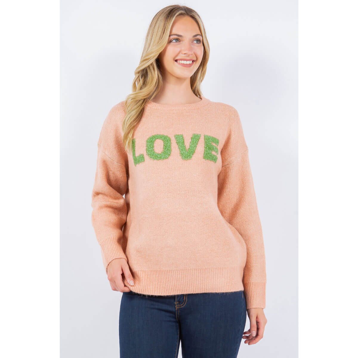 LOVE Knit Sweater pink front | MILK MONEY milkmoney.co | cute clothes for women. womens online clothing. trendy online clothing stores. womens casual clothing online. trendy clothes online. trendy women's clothing online. ladies online clothing stores. trendy women's clothing stores. cute female clothes.