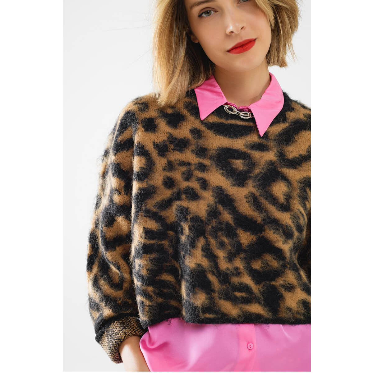 Leopard Print Fuzzy Sweater