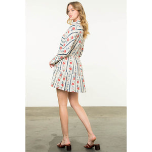 Long Sleeve Floral Shirt Dress white back | MILK MONEY milkmoney.co | cute clothes for women. womens online clothing. trendy online clothing stores. womens casual clothing online. trendy clothes online. trendy women's clothing online. ladies online clothing stores. trendy women's clothing stores. cute female clothes.
