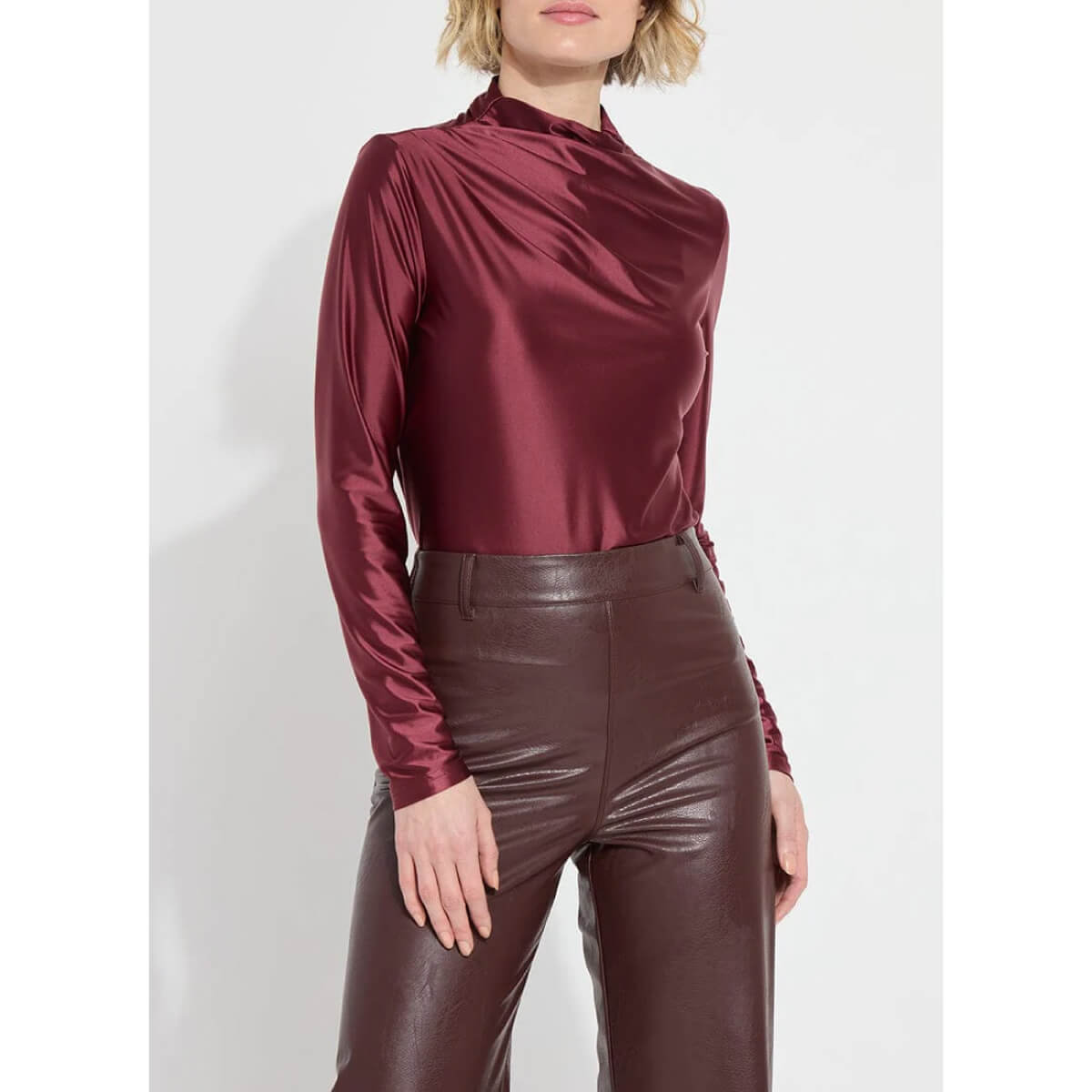 Lysse Shalom Satin Jersey maroon front | MILK MONEY milkmoney.co | cute tops for women. trendy tops for women. cute blouses for women. stylish tops for women. pretty womens tops. 
