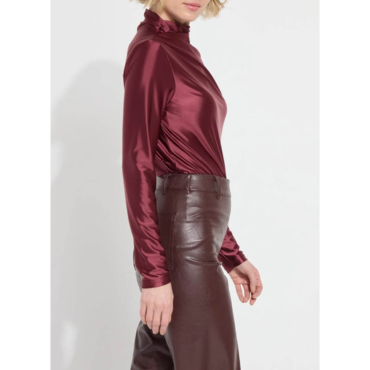 Lysse Shalom Satin Jersey maroon side | MILK MONEY milkmoney.co | cute tops for women. trendy tops for women. cute blouses for women. stylish tops for women. pretty womens tops. 
