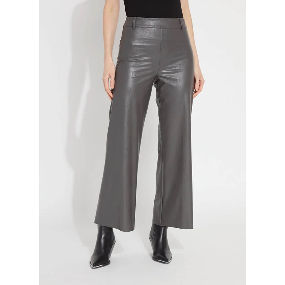 Lysse Vegan Leather Wide Leg Pant grey front | MILK MONEY milkmoney.co | cute clothes for women. womens online clothing. trendy online clothing stores. womens casual clothing online. trendy clothes online. trendy women's clothing online. ladies online clothing stores. trendy women's clothing stores. cute female clothes.
