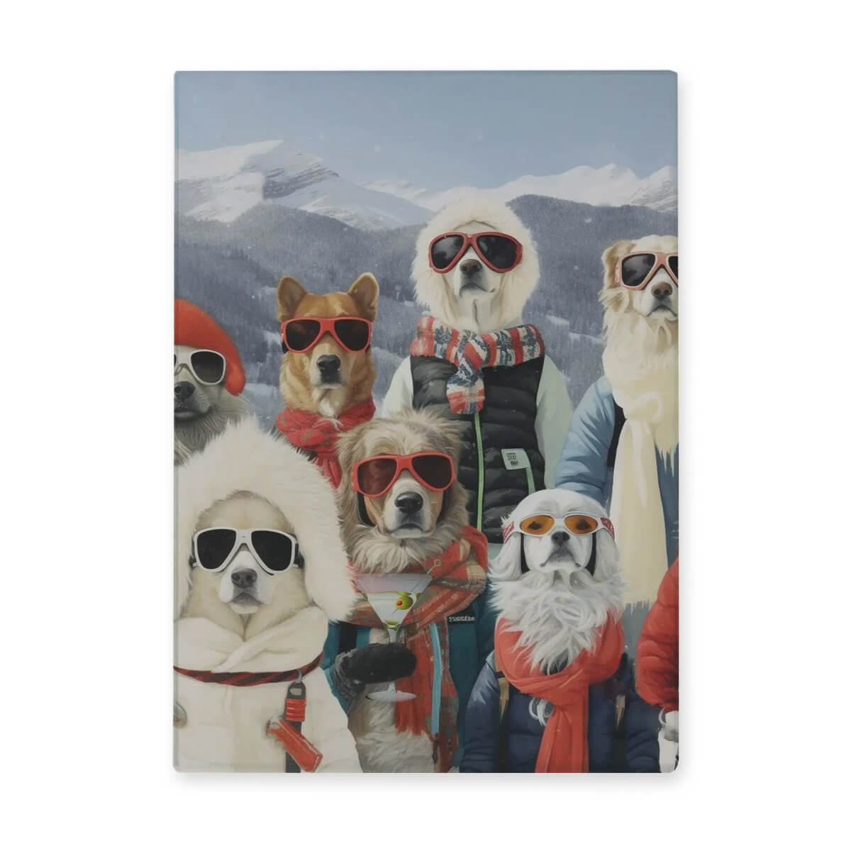 Martini Ski Dogs Photo Canvas Wall Art