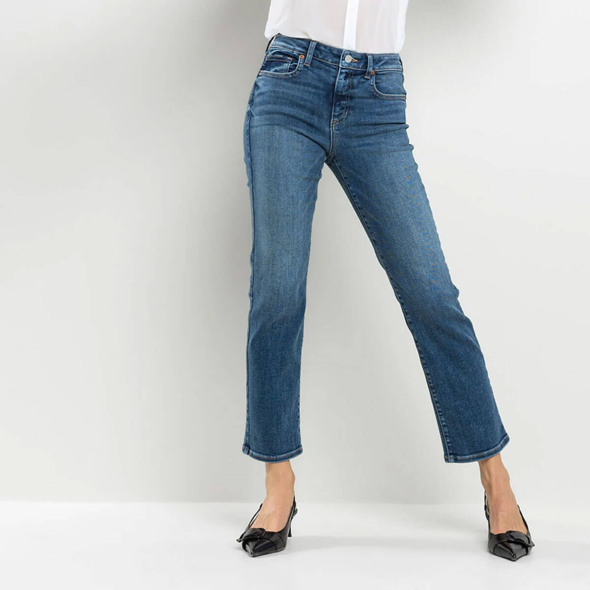 Mid Rise Ultra Stretch Slim Straight Jeans blue front | MILK MONEY milkmoney.co | cute clothes for women. womens online clothing. trendy online clothing stores. womens casual clothing online. trendy clothes online. trendy women's clothing online. ladies online clothing stores. trendy women's clothing stores. cute female clothes.