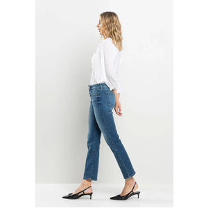 Mid Rise Ultra Stretch Slim Straight Jeans blue side | MILK MONEY milkmoney.co | cute clothes for women. womens online clothing. trendy online clothing stores. womens casual clothing online. trendy clothes online. trendy women's clothing online. ladies online clothing stores. trendy women's clothing stores. cute female clothes. 