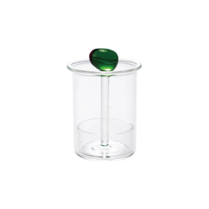 Olive Glass Toothpick Holder green front | MILK MONEY milkmoney.co | 	Home decor online, Modern home decor, Luxury home furnishings, Best home decor, Home accessories for sale, Living room furniture sets, Kitchen decor ideas, Wall art for home, Bathroom accessories, Vintage home decor, Minimalist home decor
