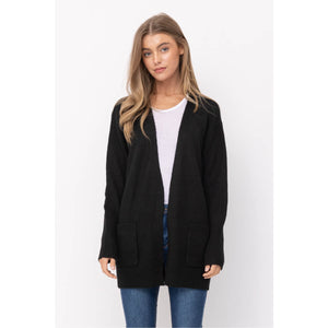 Open Front Long Cardigan black front | MILK MONEY milkmoney.co | cute clothes for women. womens online clothing. trendy online clothing stores. womens casual clothing online. trendy clothes online. trendy women's clothing online. ladies online clothing stores. trendy women's clothing stores. cute female clothes.