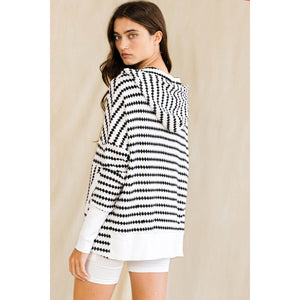 Oversized Stripe Button Up Hoodie white back | MILK MONEY milkmoney.co | cute clothes for women. womens online clothing. trendy online clothing stores. womens casual clothing online. trendy clothes online. trendy women's clothing online. ladies online clothing stores. trendy women's clothing stores. cute female clothes.