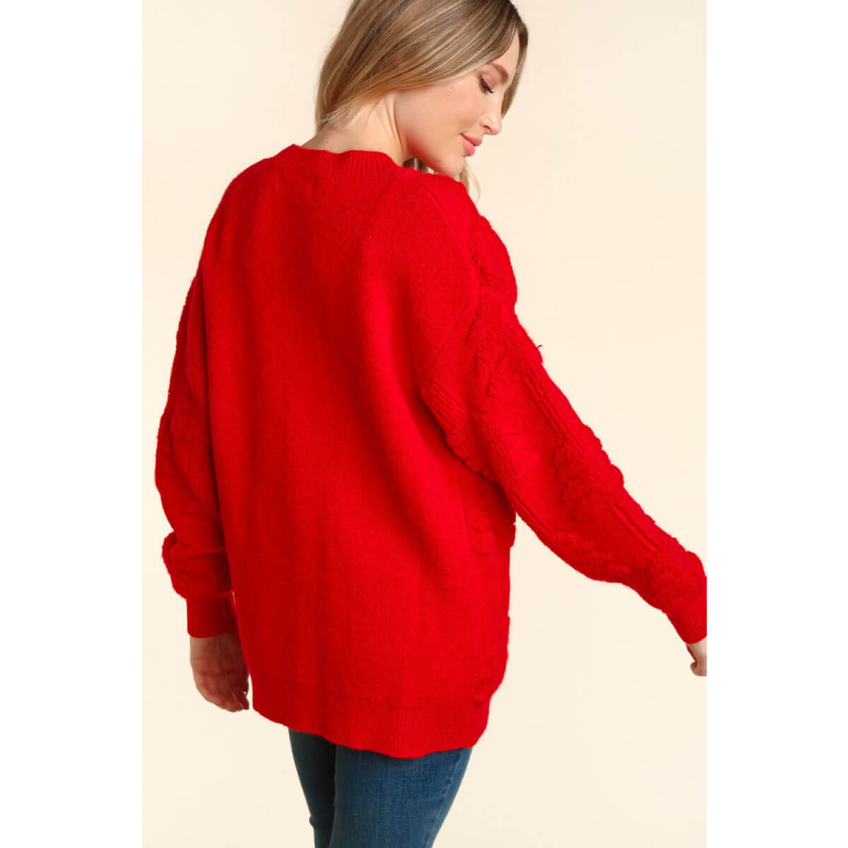 Pearl Holiday Tree Oversized Sweater red back  | MILK MONEY milkmoney.co | cute tops for women. trendy tops for women. cute blouses for women. stylish tops for women. pretty womens tops.