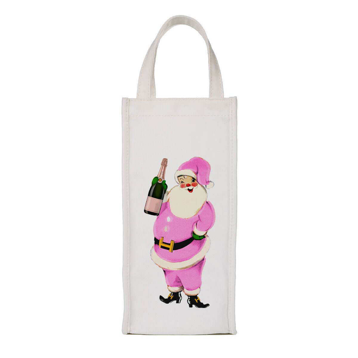 Pink Santa Wine Bag