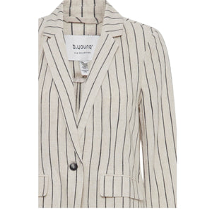 Pinstriped Linen Blazer front | MILK MONEY milkmoney.co | cute jackets for women. cute coats. cool jackets for women. stylish jackets for women. trendy jackets for women. trendy womens coats.