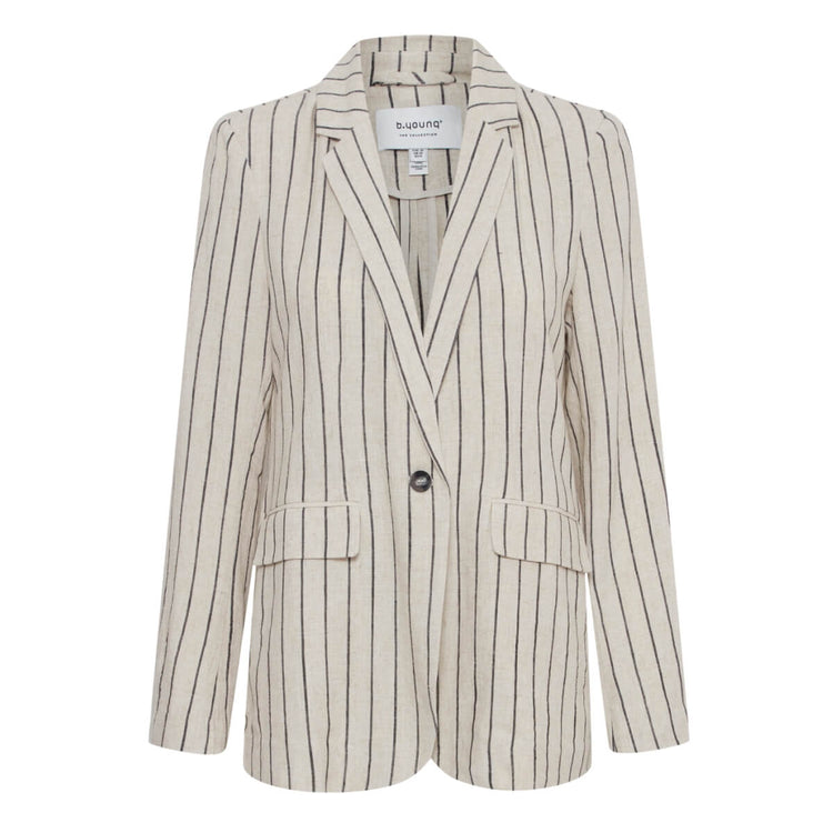 Pinstriped Linen Blazer front | MILK MONEY milkmoney.co | cute jackets for women. cute coats. cool jackets for women. stylish jackets for women. trendy jackets for women. trendy womens coats.