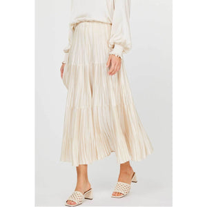 Pleated 3-Tiered Long Skirt ecru side | MILK MONEY milkmoney.co | cute clothes for women. womens online clothing. trendy online clothing stores. womens casual clothing online. trendy clothes online. trendy women's clothing online. ladies online clothing stores. trendy women's clothing stores. cute female clothes.
