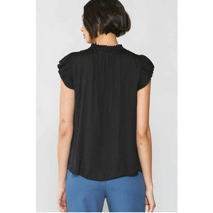 Pleated Short Sleeve Blouse black back | MILK MONEY milkmoney.co | cute tops for women. trendy tops for women. cute blouses for women. stylish tops for women. pretty womens tops.