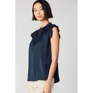 Pleated Short Sleeve Blouse navy side | MILK MONEY milkmoney.co | cute tops for women. trendy tops for women. cute blouses for women. stylish tops for women. pretty womens tops.