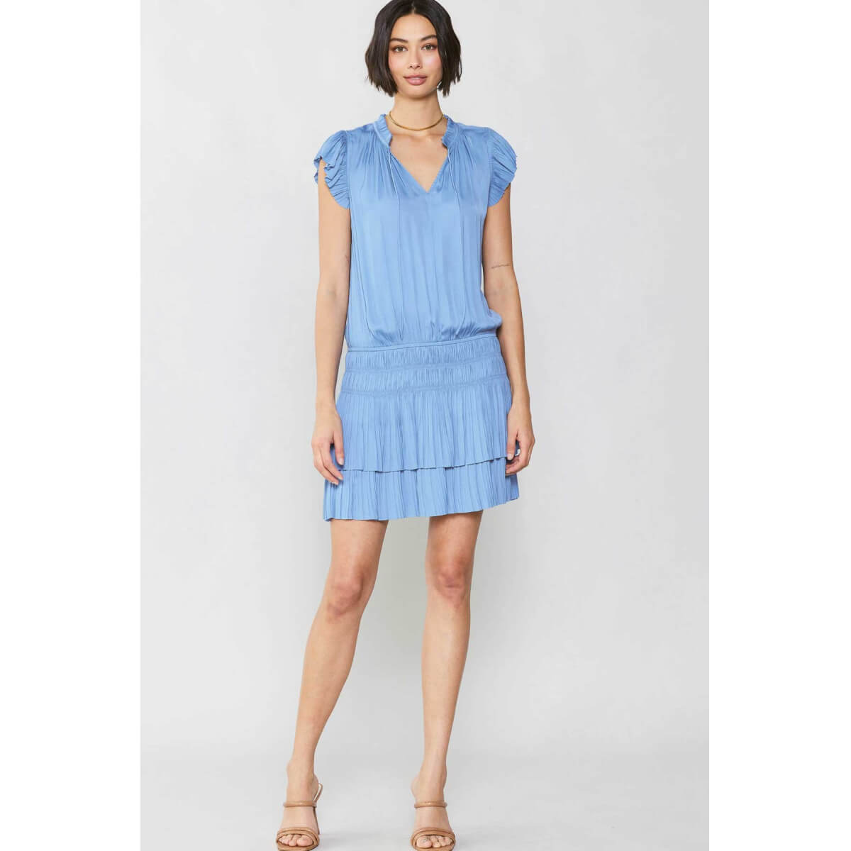 Pleated Skirt Mini Dress blue front | MILK MONEY milkmoney.co | cute clothes for women. womens online clothing. trendy online clothing stores. womens casual clothing online. trendy clothes online. trendy women's clothing online. ladies online clothing stores. trendy women's clothing stores. cute female clothes.