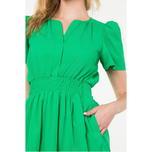 Poplin Tiered Maxi Dress green front | MILK MONEY milkmoney.co | cute clothes for women. womens online clothing. trendy online clothing stores. womens casual clothing online. trendy clothes online. trendy women's clothing online. ladies online clothing stores. trendy women's clothing stores. cute female clothes.
