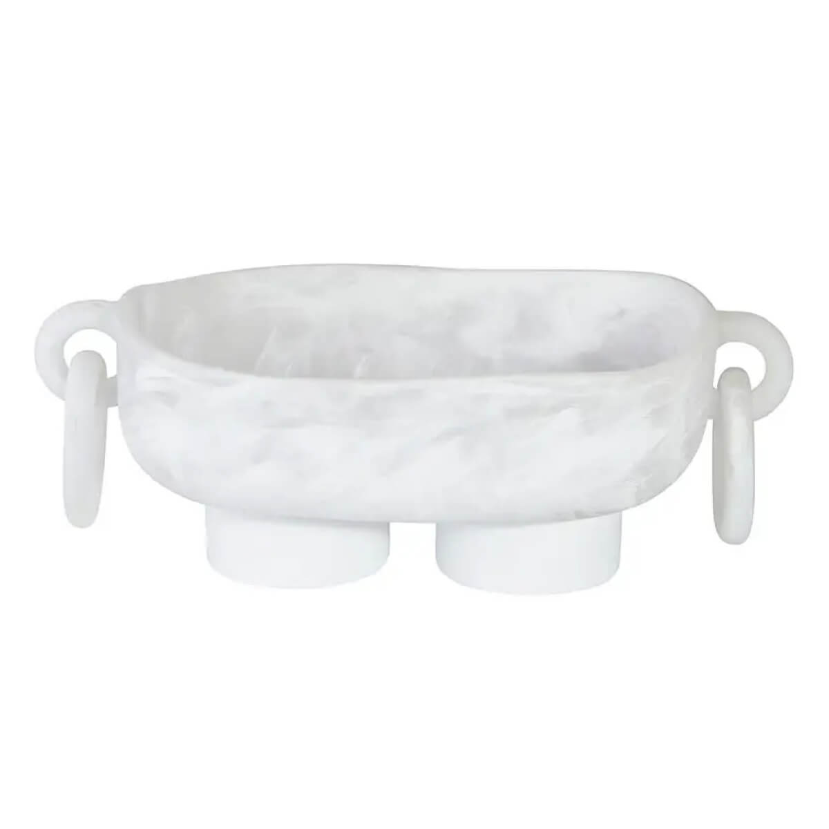 Resin Footed Oblong Bowl with Rings white front | MILK MONEY milkmoney.co | 	Home decor online, Modern home decor, Luxury home furnishings, Best home decor, Home accessories for sale, Living room furniture sets, Kitchen decor ideas, Wall art for home, Bathroom accessories, Vintage home decor, Minimalist home decor
