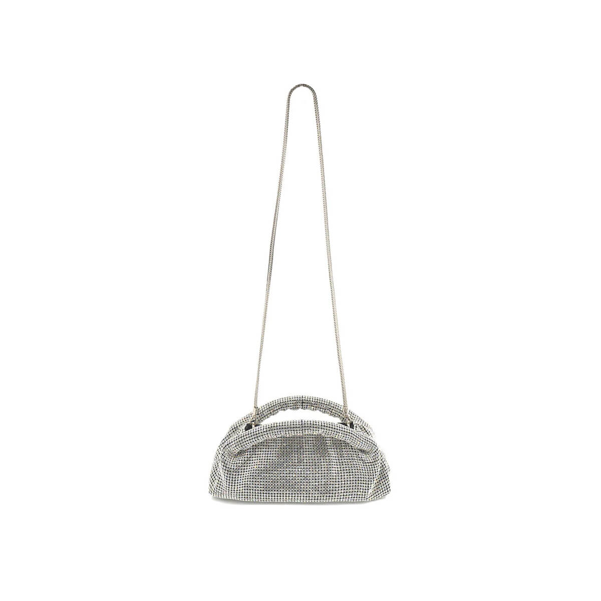 Rhinestone Barrel Evening Bag  silver front | MILK MONEY milkmoney.co | women's accessories. cute accessories. trendy accessories. cute accessories for girls. ladies accessories. women's fashion accessories. 
