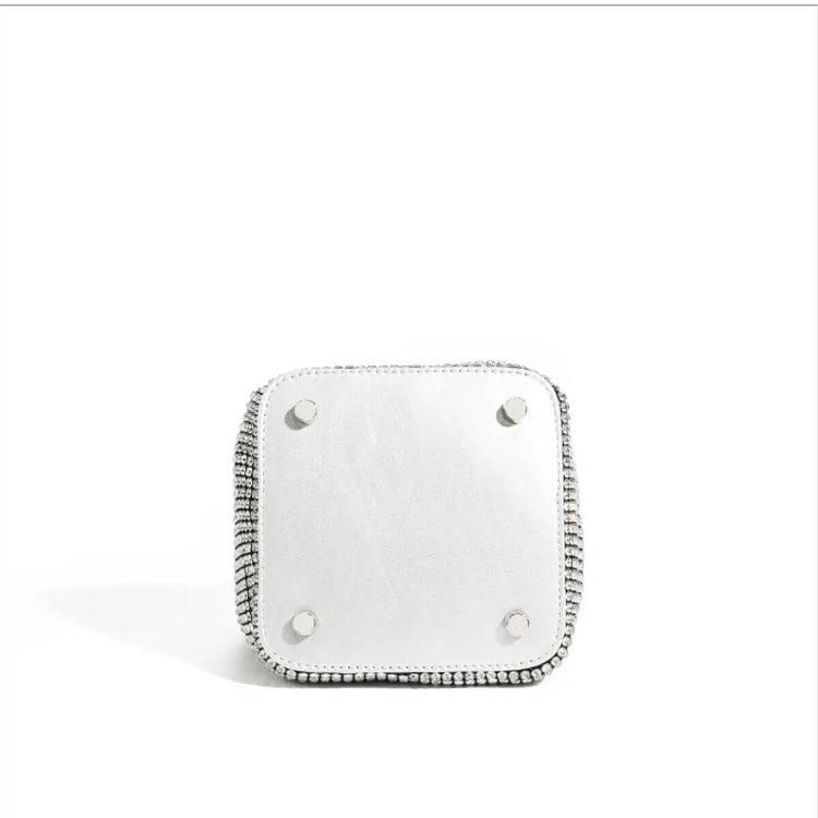 Rhinestone Basket Bag silver bottom| MILK MONEY milkmoney.co | women's accessories. cute accessories. trendy accessories. cute accessories for girls. ladies accessories. women's fashion accessories.