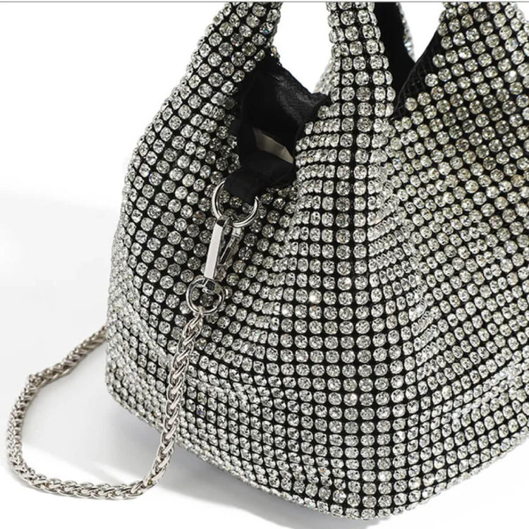 Rhinestone Basket Bag silver side | MILK MONEY milkmoney.co | women's accessories. cute accessories. trendy accessories. cute accessories for girls. ladies accessories. women's fashion accessories.