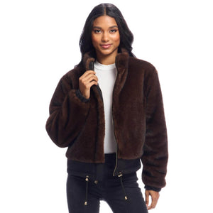 Sable Insta Reversible Faux Fur Zip Jacket front | MILK MONEY milkmoney.co | cute jackets for women. cute coats. cool jackets for women. stylish jackets for women. trendy jackets for women. trendy womens coats.
