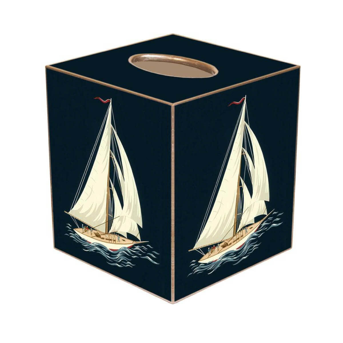 Sailboat & Anchor Paper Mache Tissue Box Cover front blue | MILK MONEY milkmoney.co | 	Home decor online, Modern home decor, Luxury home furnishings, Best home decor, Home accessories for sale, Living room furniture sets, Kitchen decor ideas, Wall art for home, Bathroom accessories, Vintage home decor, Minimalist home decor
