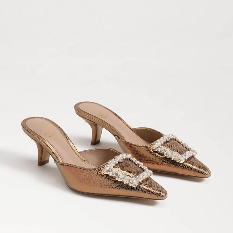 Sam Edelman Brit Luster Kitten Heel Mule gold | MILK MONEY milkmoney.co | cute shoes for women. ladies shoes. nice shoes for women. footwear for women. ladies shoes online. ladies footwear. womens shoes and boots. pretty shoes for women. beautiful shoes for women. 