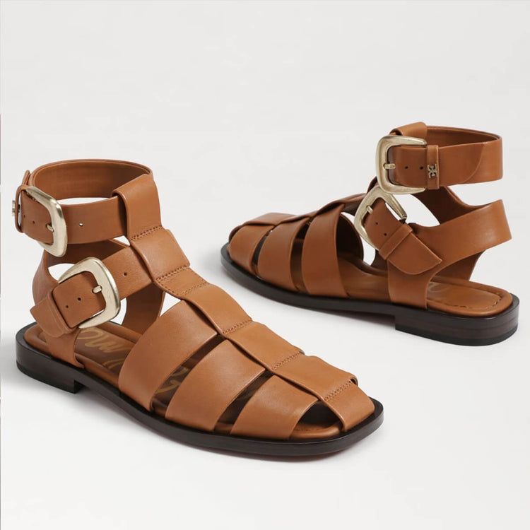 Sam Edelman Dawn Ankle Buckle Sandal brown leather side | MILK MONEY milkmoney.co | cute sandals for women. cute slides for women. trendy womens sandals. women sandals online. pretty sandals for women. cute slides womens.