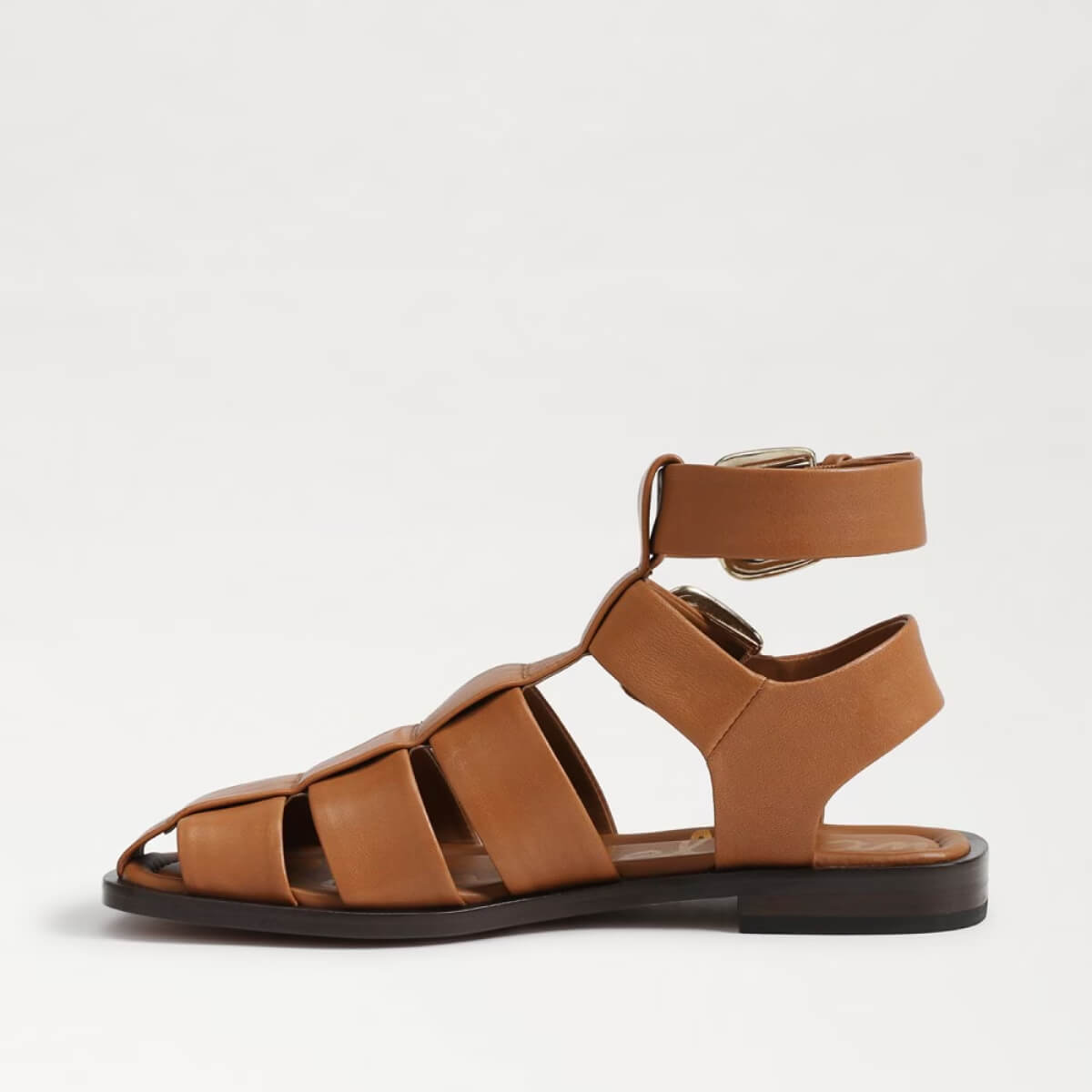 Sam Edelman Dawn Ankle Buckle Sandal brown leather side | MILK MONEY milkmoney.co | cute sandals for women. cute slides for women. trendy womens sandals. women sandals online. pretty sandals for women. cute slides womens.