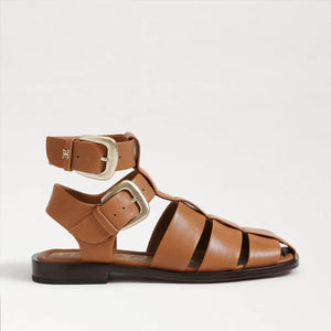 Sam Edelman Dawn Ankle Buckle Sandal brown leather side | MILK MONEY milkmoney.co | cute sandals for women. cute slides for women. trendy womens sandals. women sandals online. pretty sandals for women. cute slides womens.