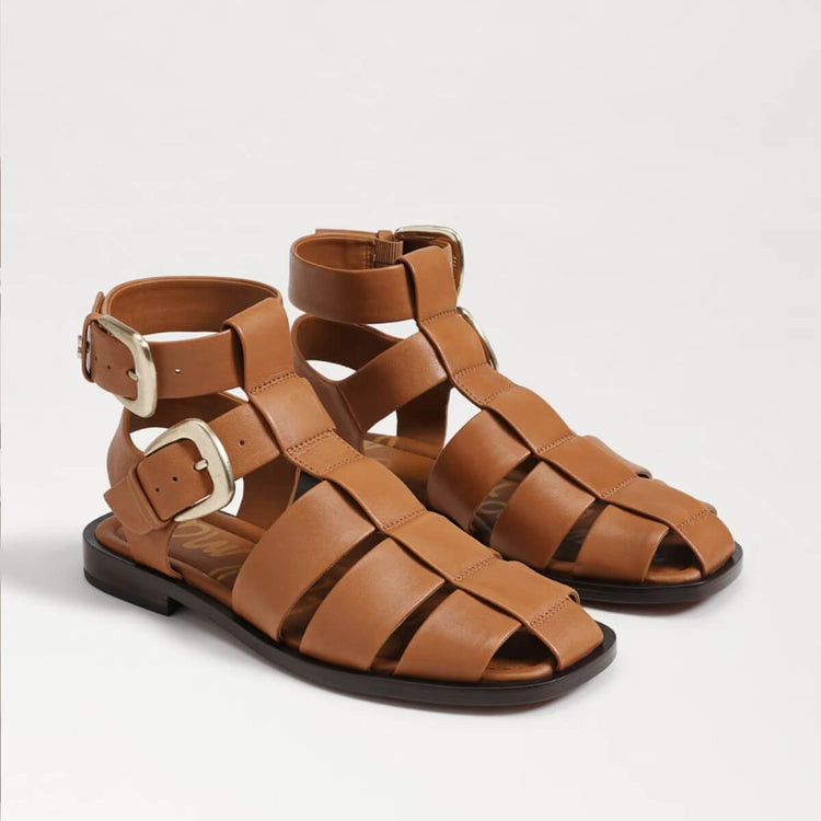 Sam Edelman Dawn Ankle Buckle Sandal brown leather side | MILK MONEY milkmoney.co | cute sandals for women. cute slides for women. trendy womens sandals. women sandals online. pretty sandals for women. cute slides womens.