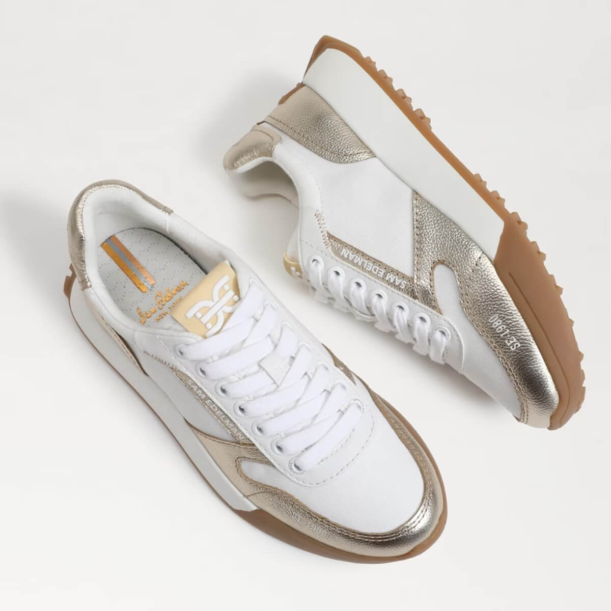 Sam Edelman Layla Sneaker white gold | MILK MONEY milkmoney.co | cute shoes for women. ladies shoes. nice shoes for women. footwear for women. ladies shoes online. ladies footwear. womens shoes and boots. pretty shoes for women. beautiful shoes for women.