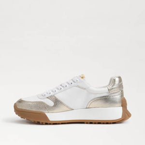 Sam Edelman Layla Sneaker white gold side | MILK MONEY milkmoney.co | cute shoes for women. ladies shoes. nice shoes for women. footwear for women. ladies shoes online. ladies footwear. womens shoes and boots. pretty shoes for women. beautiful shoes for women.