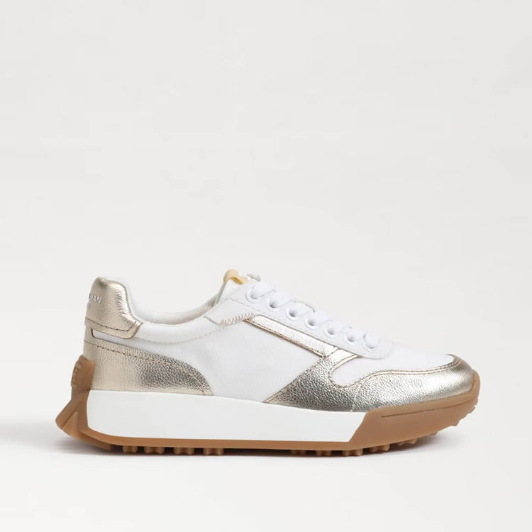 Sam Edelman Layla Sneaker white gold side | MILK MONEY milkmoney.co | cute shoes for women. ladies shoes. nice shoes for women. footwear for women. ladies shoes online. ladies footwear. womens shoes and boots. pretty shoes for women. beautiful shoes for women.