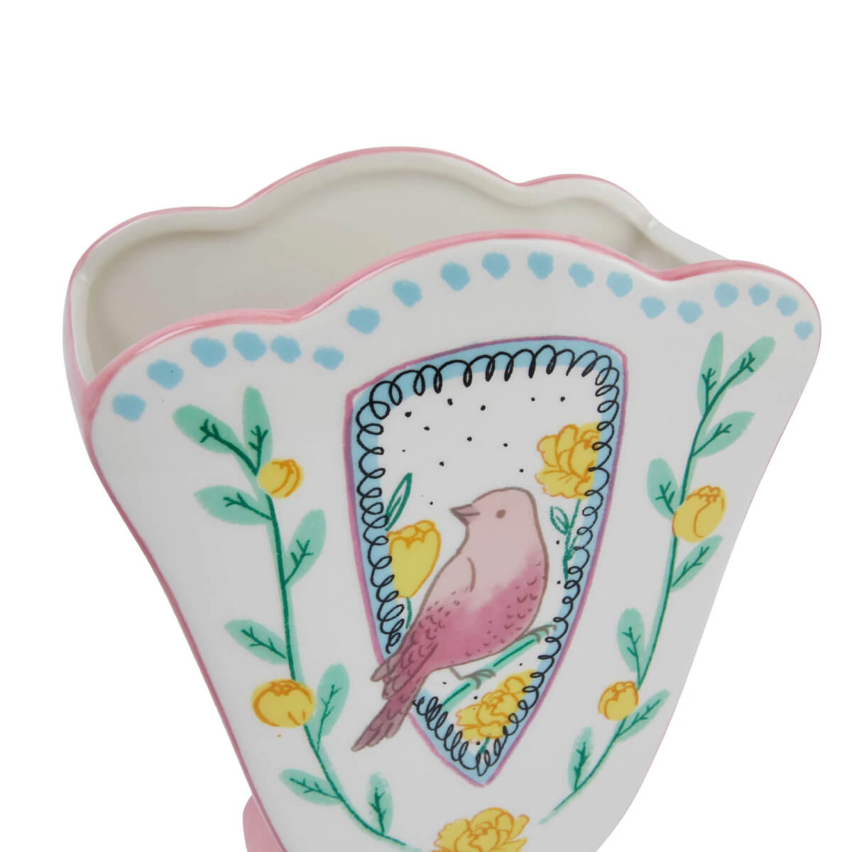 Scalloped Edge & Birds Ceramic Vase top | MILK MONEY milkmoney.co | 	Home decor online, Modern home decor, Luxury home furnishings, Best home decor, Home accessories for sale, Living room furniture sets, Kitchen decor ideas, Wall art for home, Bathroom accessories, Vintage home decor, Minimalist home decor
