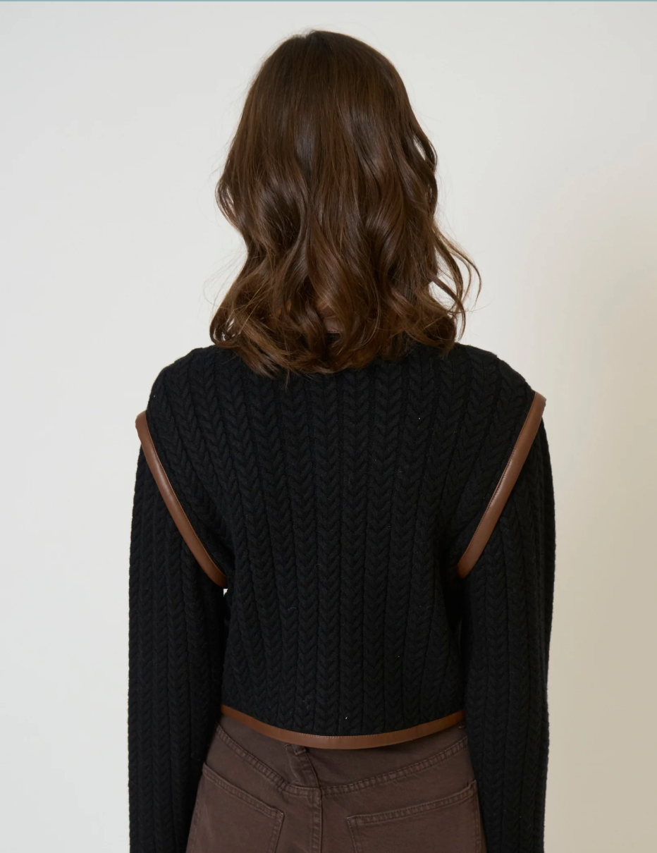 Atlas Leather Trim Cable Cardi