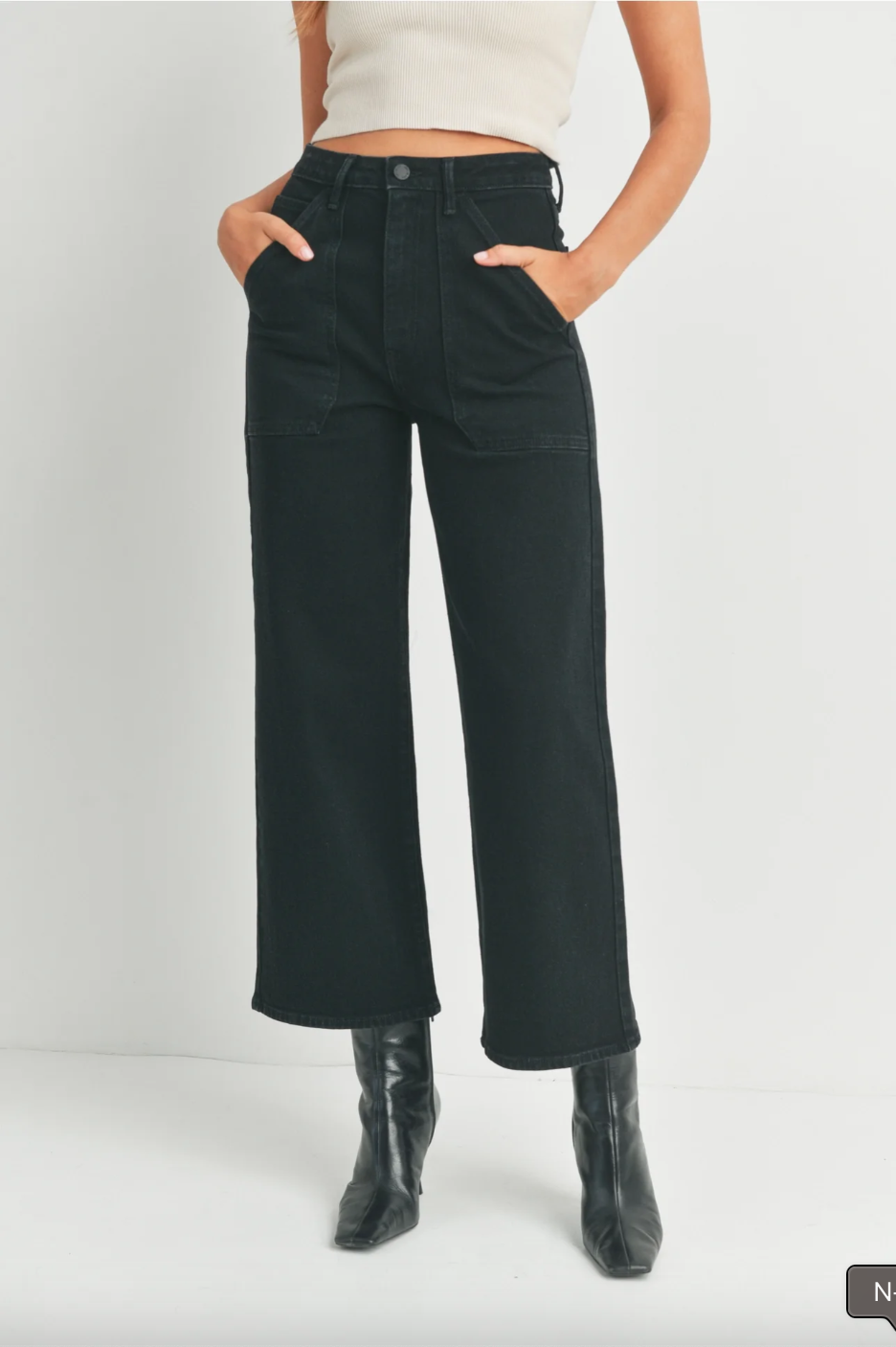 JBD Hi-Rise Cargo Pocket Wide Leg Jean