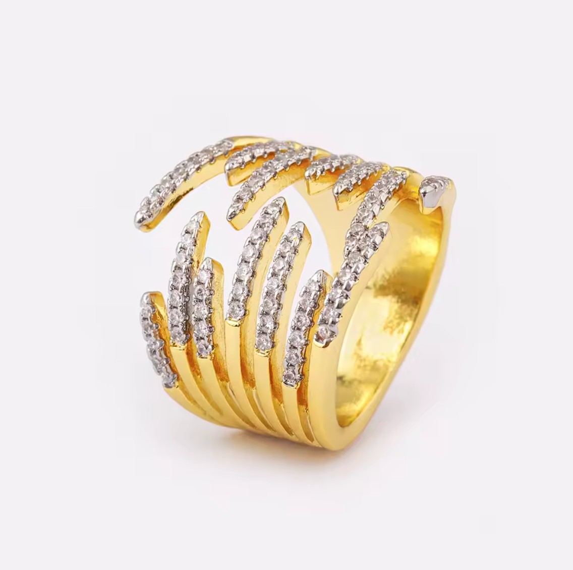 Gold Multi-Band Pavé Ring