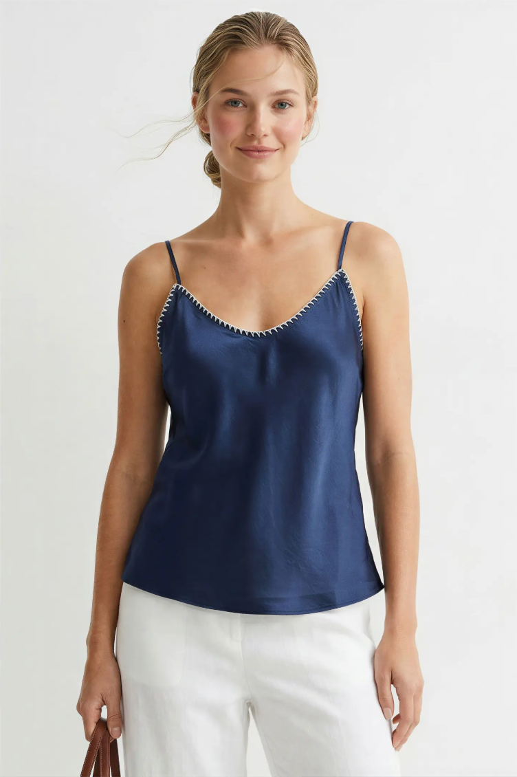 Whipstitch Satin Camisole