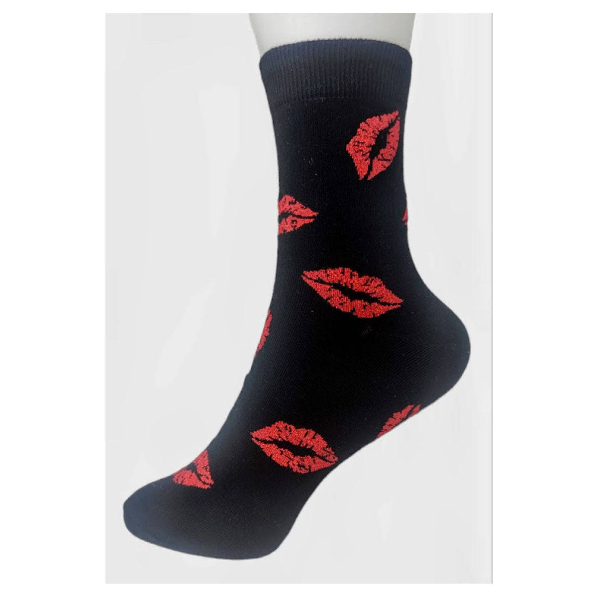 Shimmer Lips Half Crew Socks black | MILK MONEY milkmoney.co | women's accessories. cute accessories. trendy accessories. cute accessories for girls. ladies accessories. women's fashion accessories.