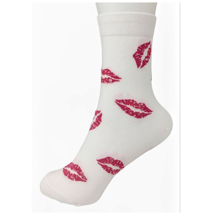 Shimmer Lips Half Crew Socks white | MILK MONEY milkmoney.co | women's accessories. cute accessories. trendy accessories. cute accessories for girls. ladies accessories. women's fashion accessories. 