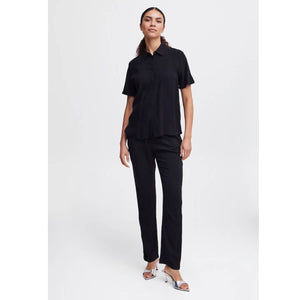 Short Sleeve Button Down Blouse black front | MILK MONEY milkmoney.co | cute tops for women. trendy tops for women. cute blouses for women. stylish tops for women. pretty womens tops.