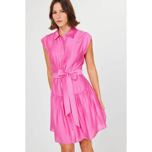 Sleeveless Tie Front Shirt Dress pink front | MILK MONEY milkmoney.co | cute clothes for women. womens online clothing. trendy online clothing stores. womens casual clothing online. trendy clothes online. trendy women's clothing online. ladies online clothing stores. trendy women's clothing stores. cute female clothes.
