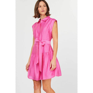 Sleeveless Tie Front Shirt Dress pink front | MILK MONEY milkmoney.co | cute clothes for women. womens online clothing. trendy online clothing stores. womens casual clothing online. trendy clothes online. trendy women's clothing online. ladies online clothing stores. trendy women's clothing stores. cute female clothes.
